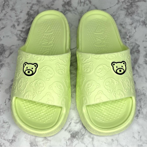 Teddy Bear Cartoon Cloud Pillow Foam Light Slip On House Slide Sandal Shoes NWOT - Picture 2 of 8